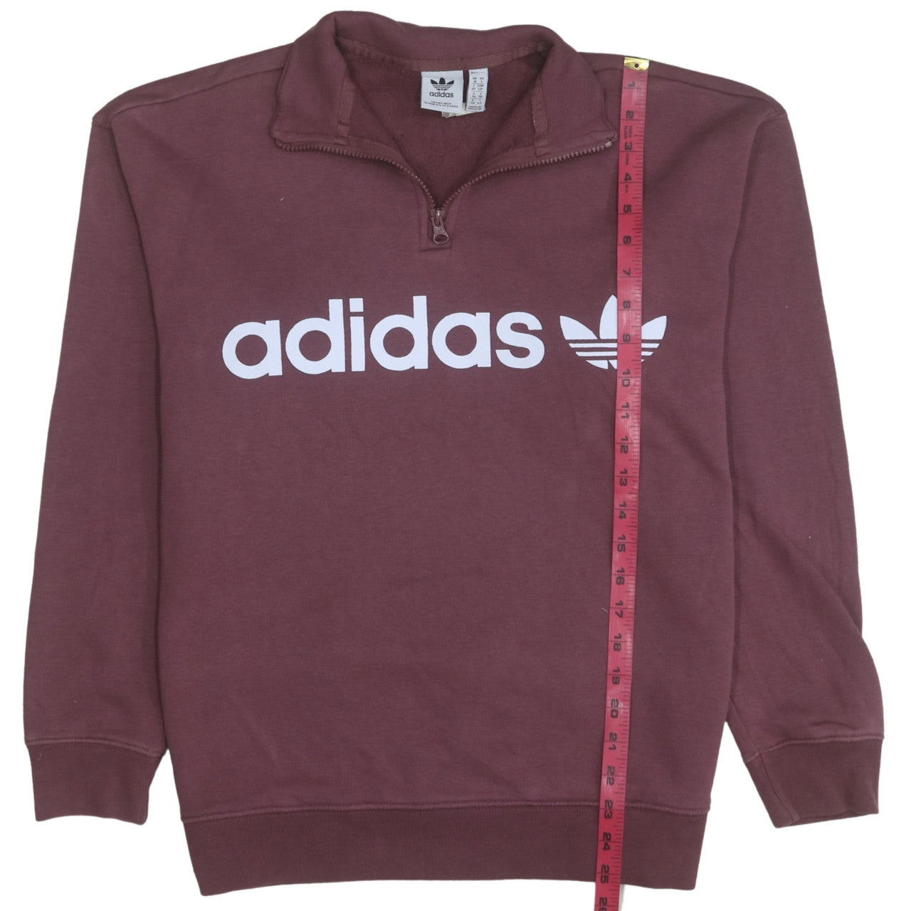 Adidas Women Maroon Half Zip Sweatshirt Size 10 Cotton Blend