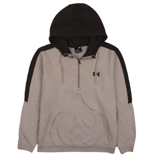 Under Armour Mens Beige 1/2 Zip Hoodie L Regular Fit Sports Fleece