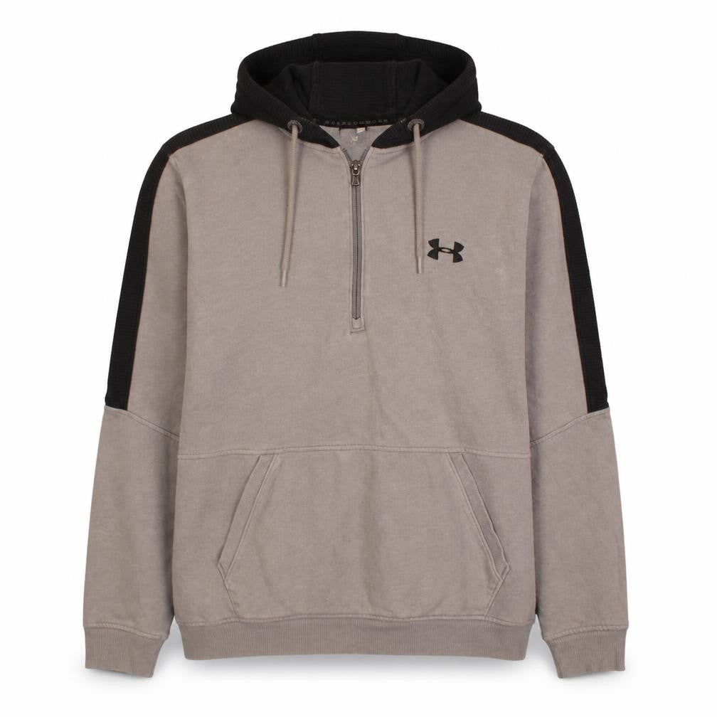 Under Armour Mens Beige 1/2 Zip Hoodie L Regular Fit Sports Fleece