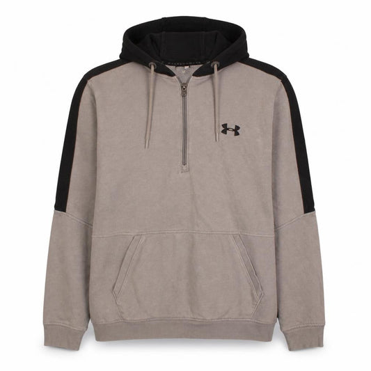 Under Armour Mens Beige 1/2 Zip Hoodie L Regular Fit Sports Fleece