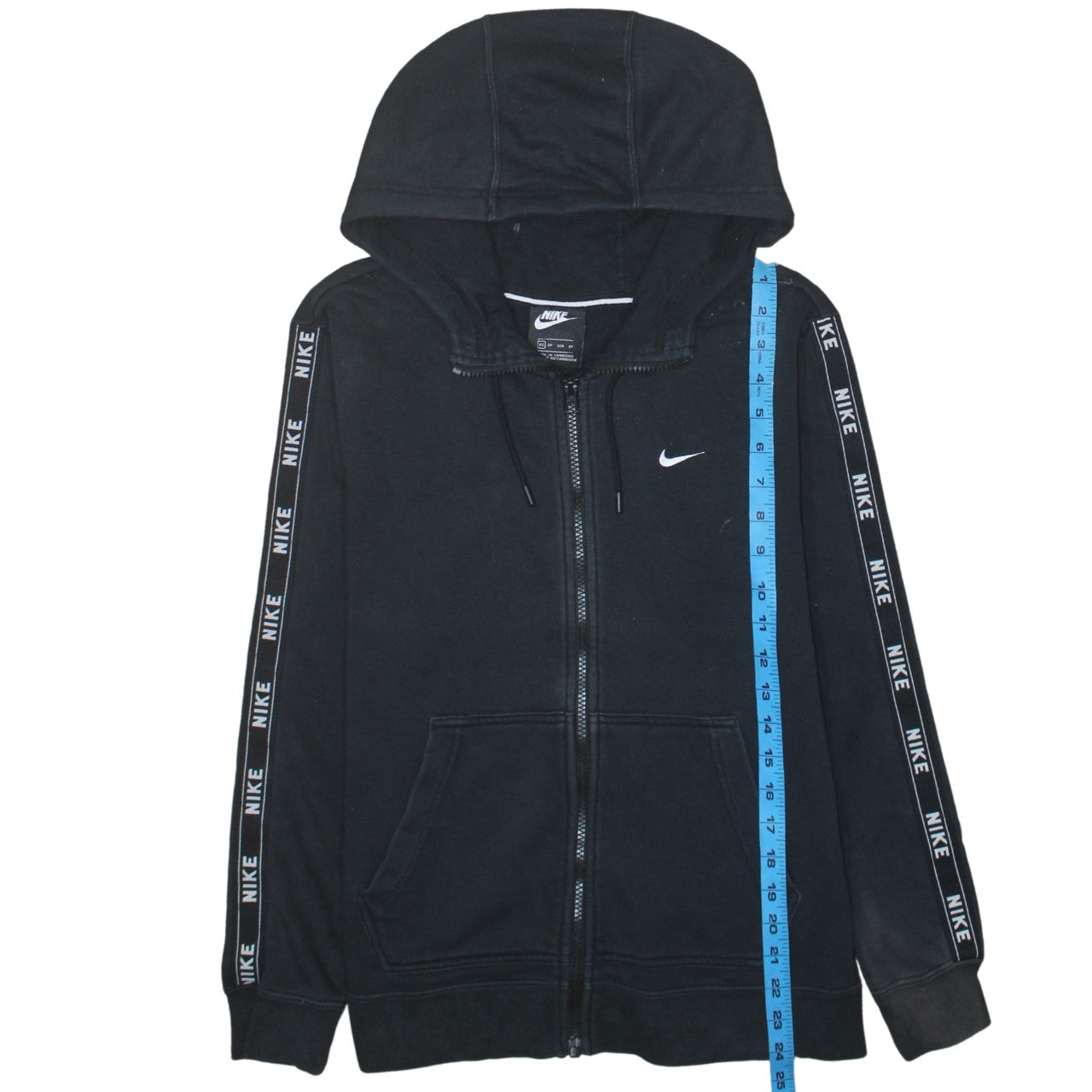 Nike Men's Black XS Full Zip Fleece Hoodie with Logo Tape Detail