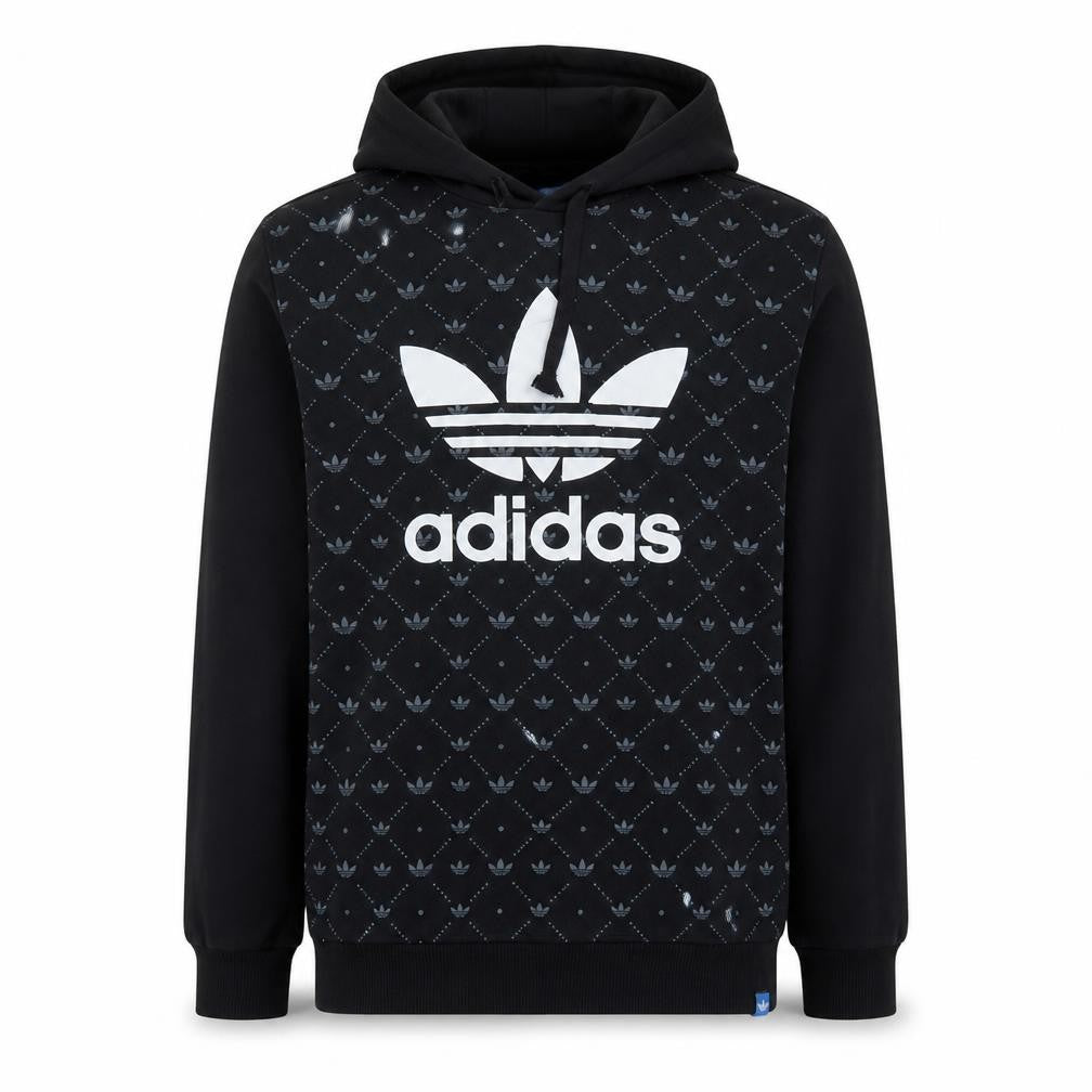 Adidas Men's Black Pullover Hoodie M Logo Graphic Fleece Sweatshirt