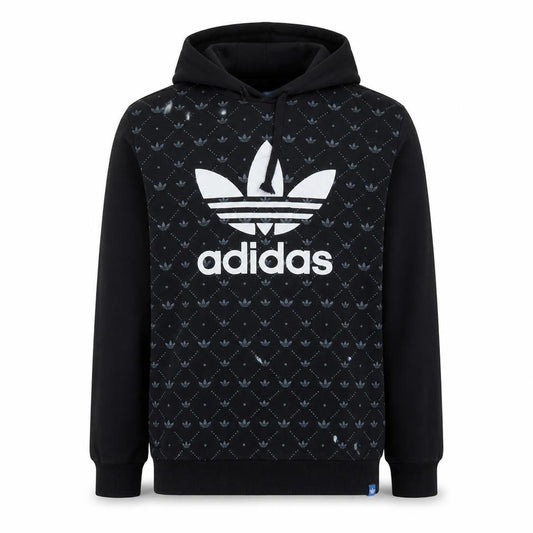 Adidas Men's Black Pullover Hoodie M Logo Graphic Fleece Sweatshirt