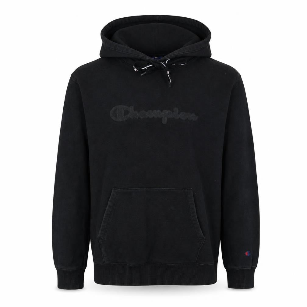Champion Men's Black Small Pullover Hoodie Cotton Logo Sweatshirt