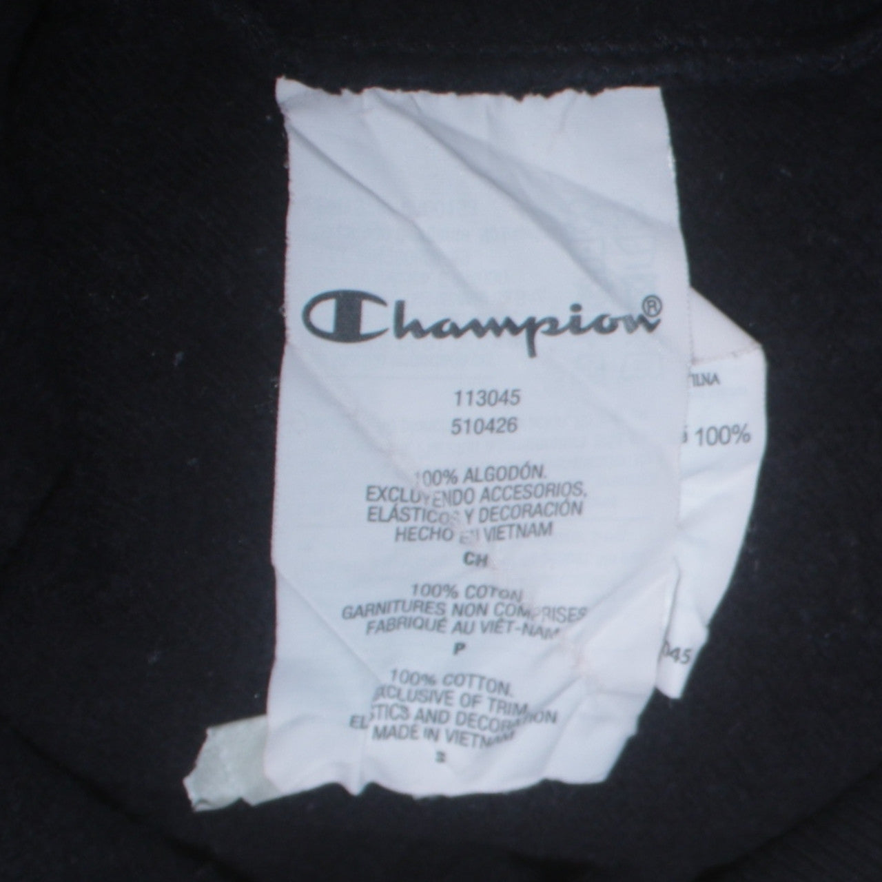Champion Men's Black Small Pullover Hoodie Cotton Logo Sweatshirt
