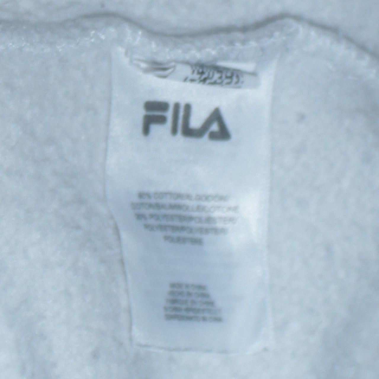 FILA Women's White Hoodie L Logo Tape Pullover Cotton Blend