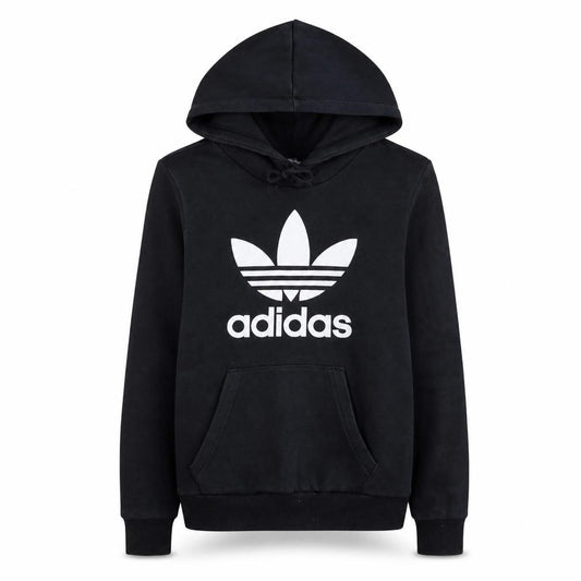 Adidas Womens Black Size 12 Pullover Hoodie with Logo Print
