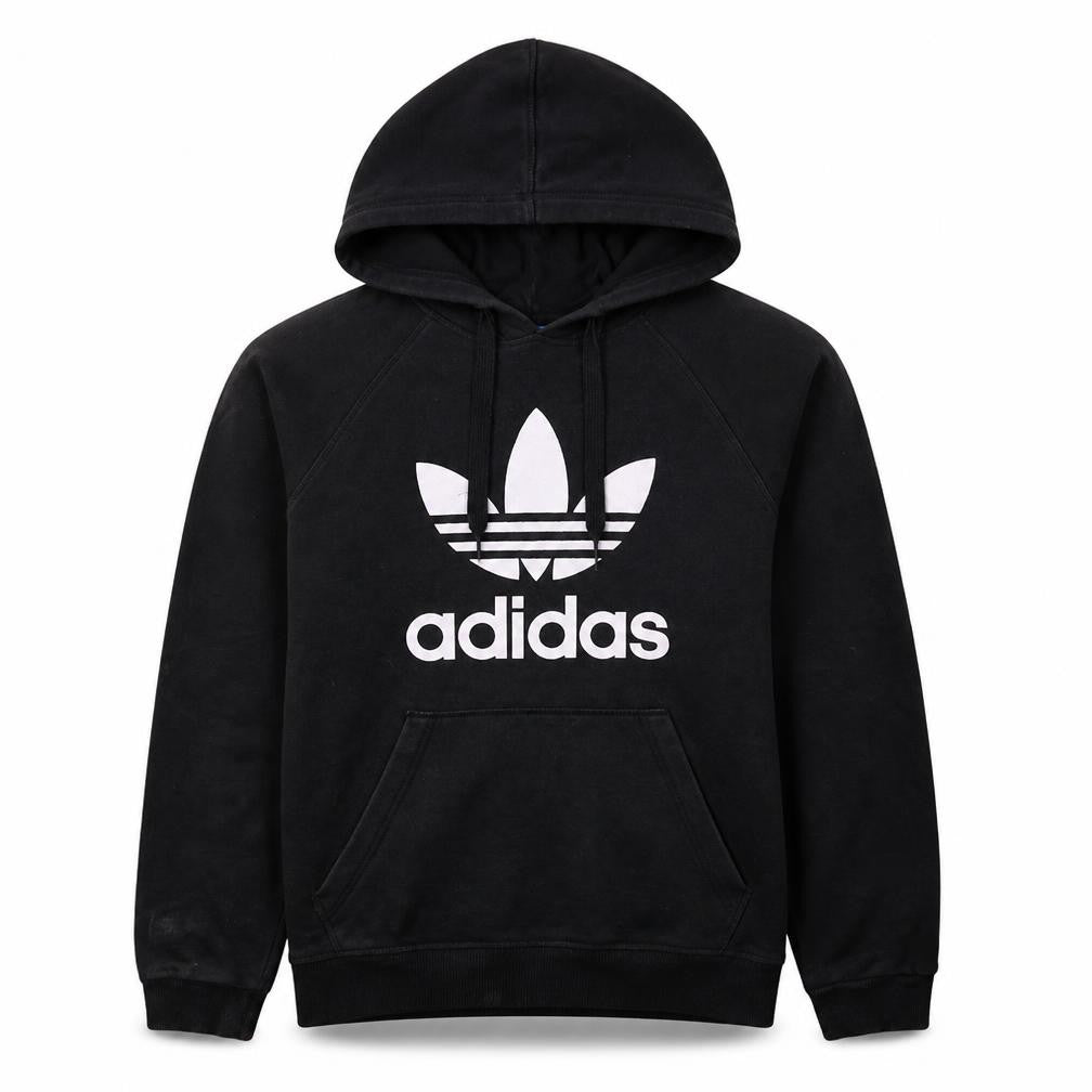 Adidas Men's Black Pullover Hoodie L Sports Logo Fleece Sweatshirt