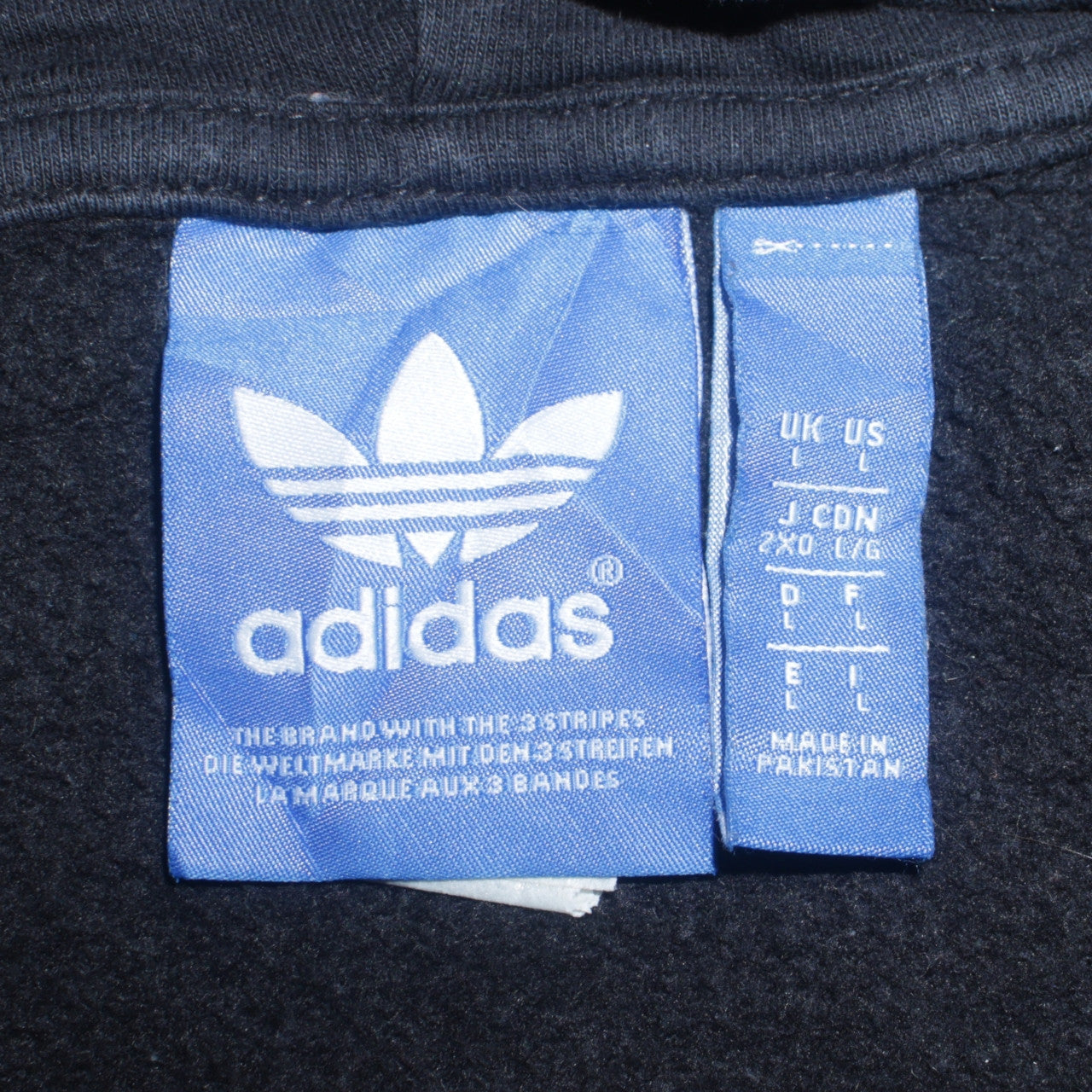 Adidas Men's Black Pullover Hoodie L Sports Logo Fleece Sweatshirt