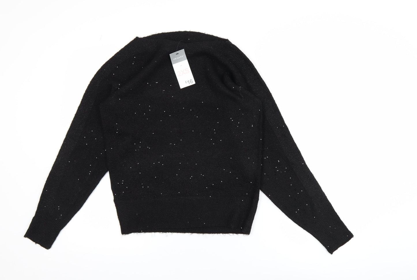 Primark Women’s Black Sequin Long Sleeve Pullover Jumper 2XS
