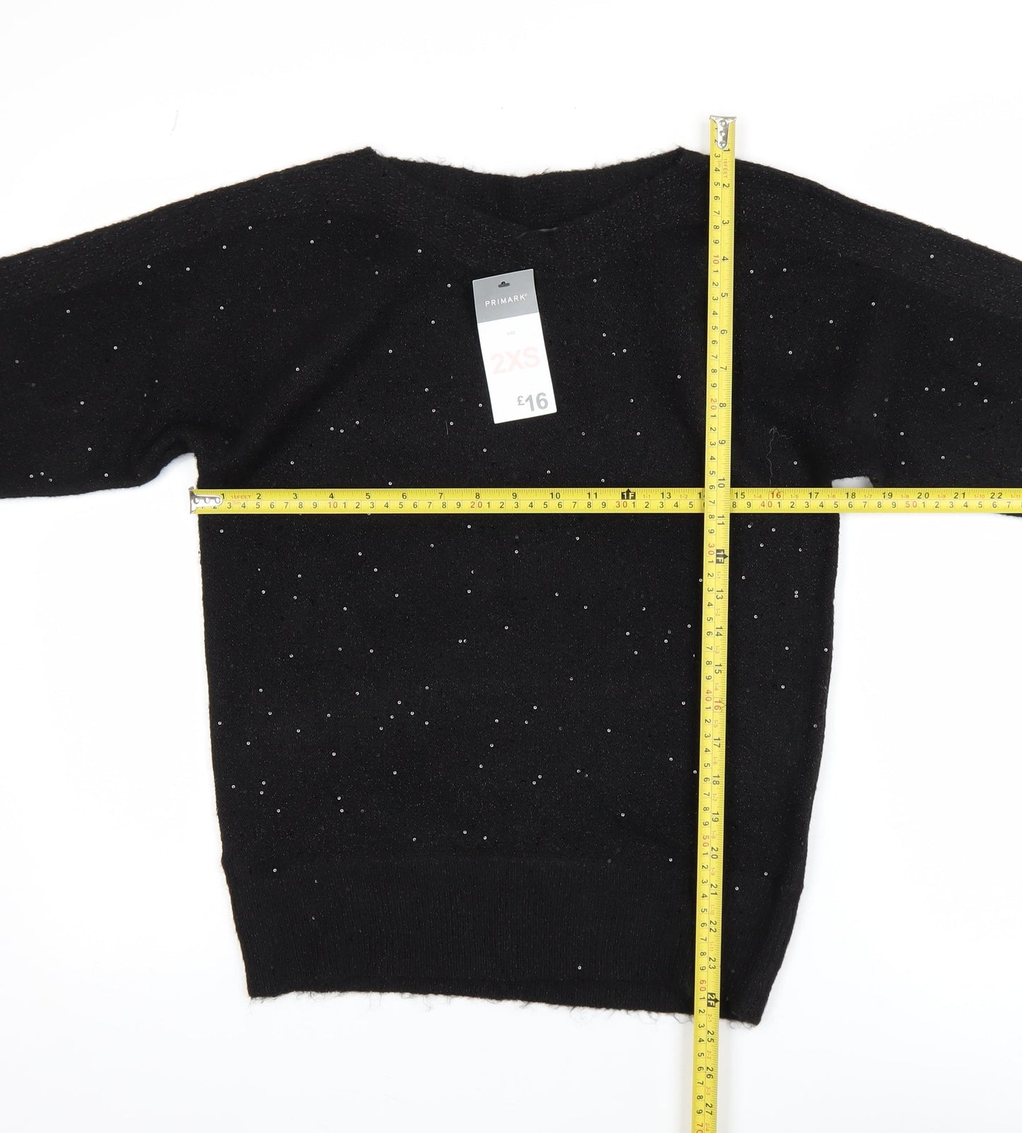 Primark Women’s Black Sequin Long Sleeve Pullover Jumper 2XS