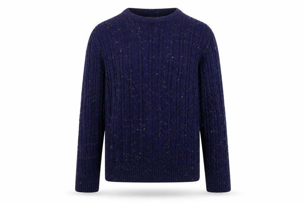 ENVY I Men's Blue Cable-Knit Acrylic Pullover Jumper L