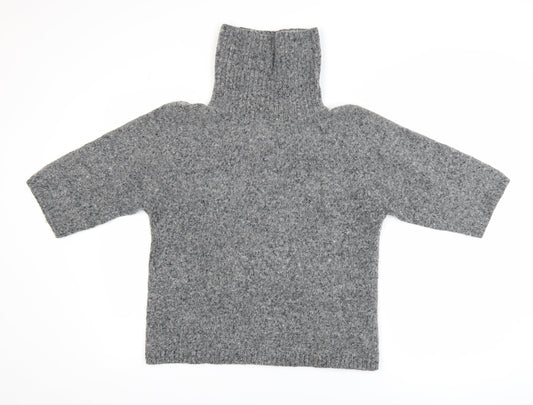 GAP Womens Grey Wool Alpaca Roll Neck Chunky Knit Jumper M