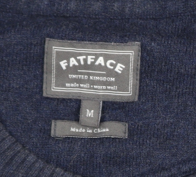 FatFace Men's Blue Striped Cotton Cashmere Crew Neck Jumper M