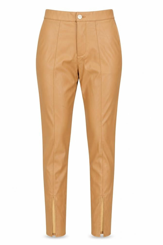 PrettyLittleThing Women’s Beige Faux Leather High Rise Skinny Trousers Size 6