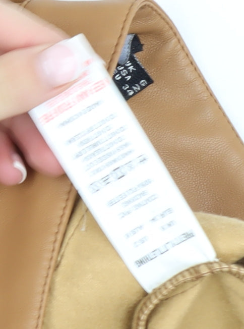 PrettyLittleThing Women’s Beige Faux Leather High Rise Skinny Trousers Size 6