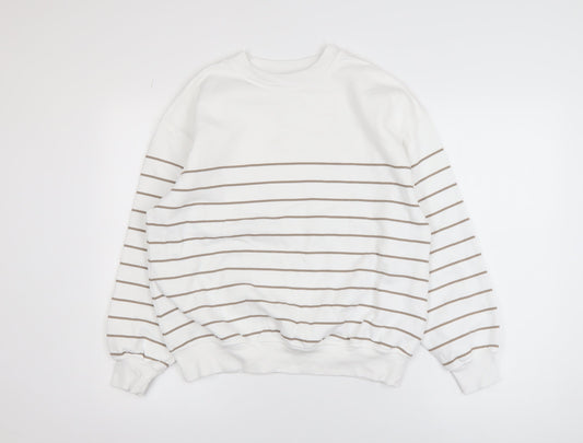 Dunnes Women Ivory Striped Pullover Sweatshirt Size S