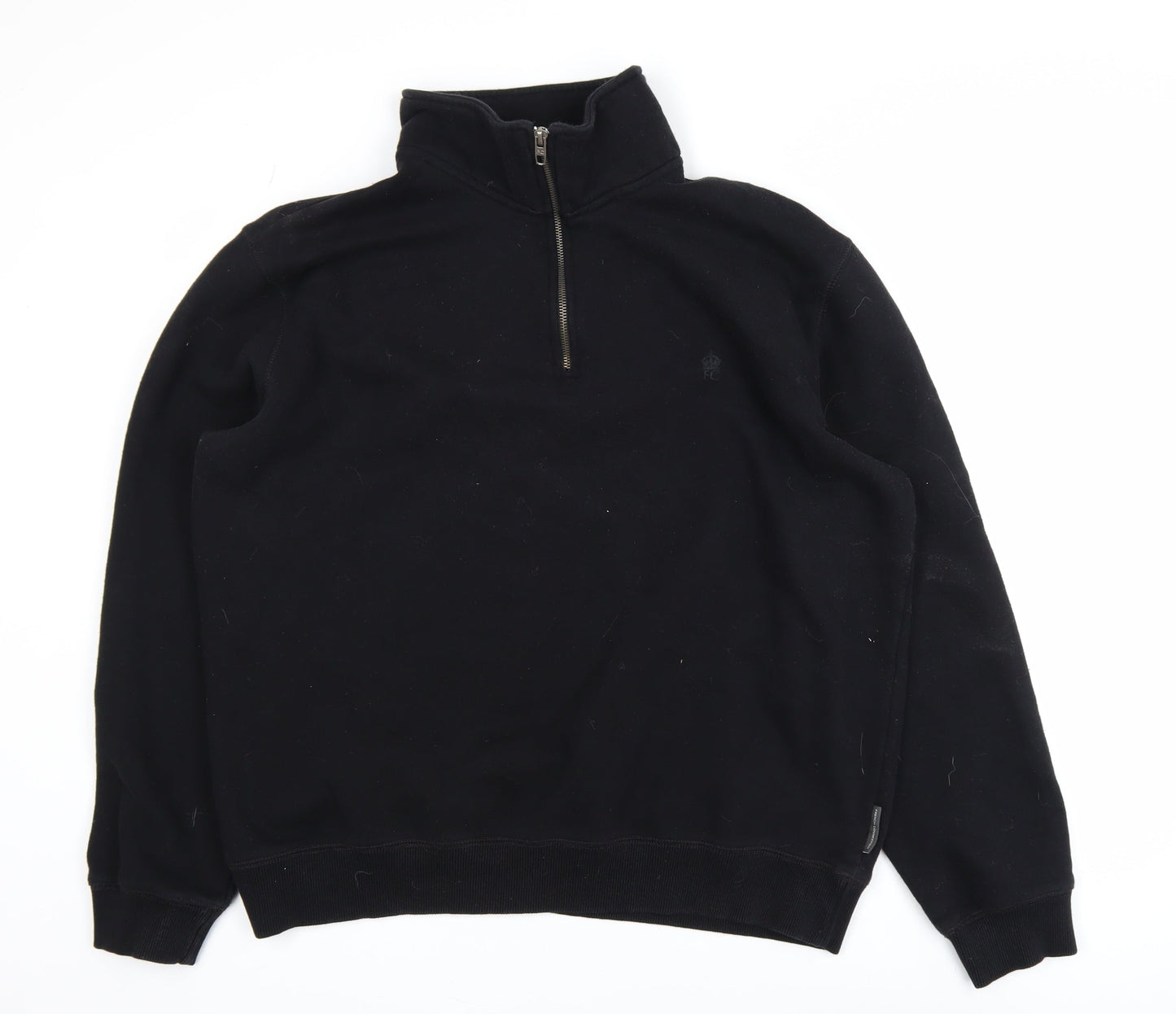 French Connection Men's Black XL 1/4 Zip Fleece Sweatshirt