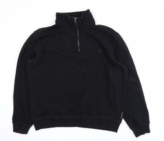 French Connection Men's Black XL 1/4 Zip Fleece Sweatshirt