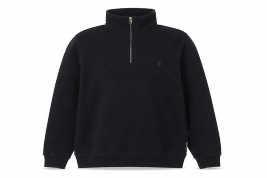 Front view of French Connection Men's Black XL 1/4 Zip Fleece Sweatshirt