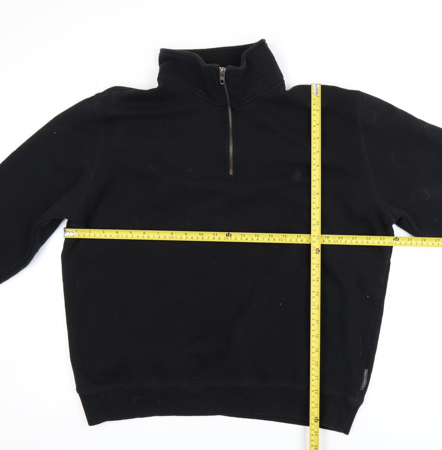 French Connection Men's Black XL 1/4 Zip Fleece Sweatshirt