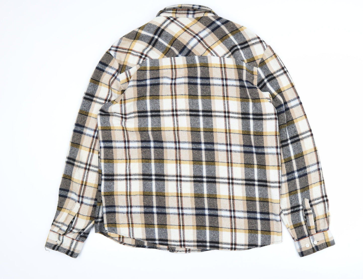 boohooMAN Men's Beige Checked Flannel Shirt Jacket XL