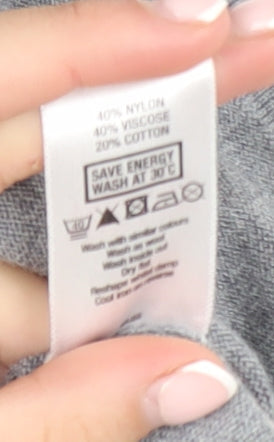 Wallis Women Grey Jumper Dress L Knit Scoop Neck 3/4 Sleeve