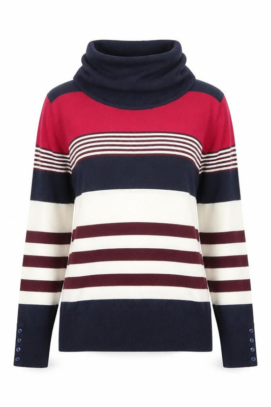 Isle Women’s Multicoloured Striped Roll Neck Jumper Size S 10-12
