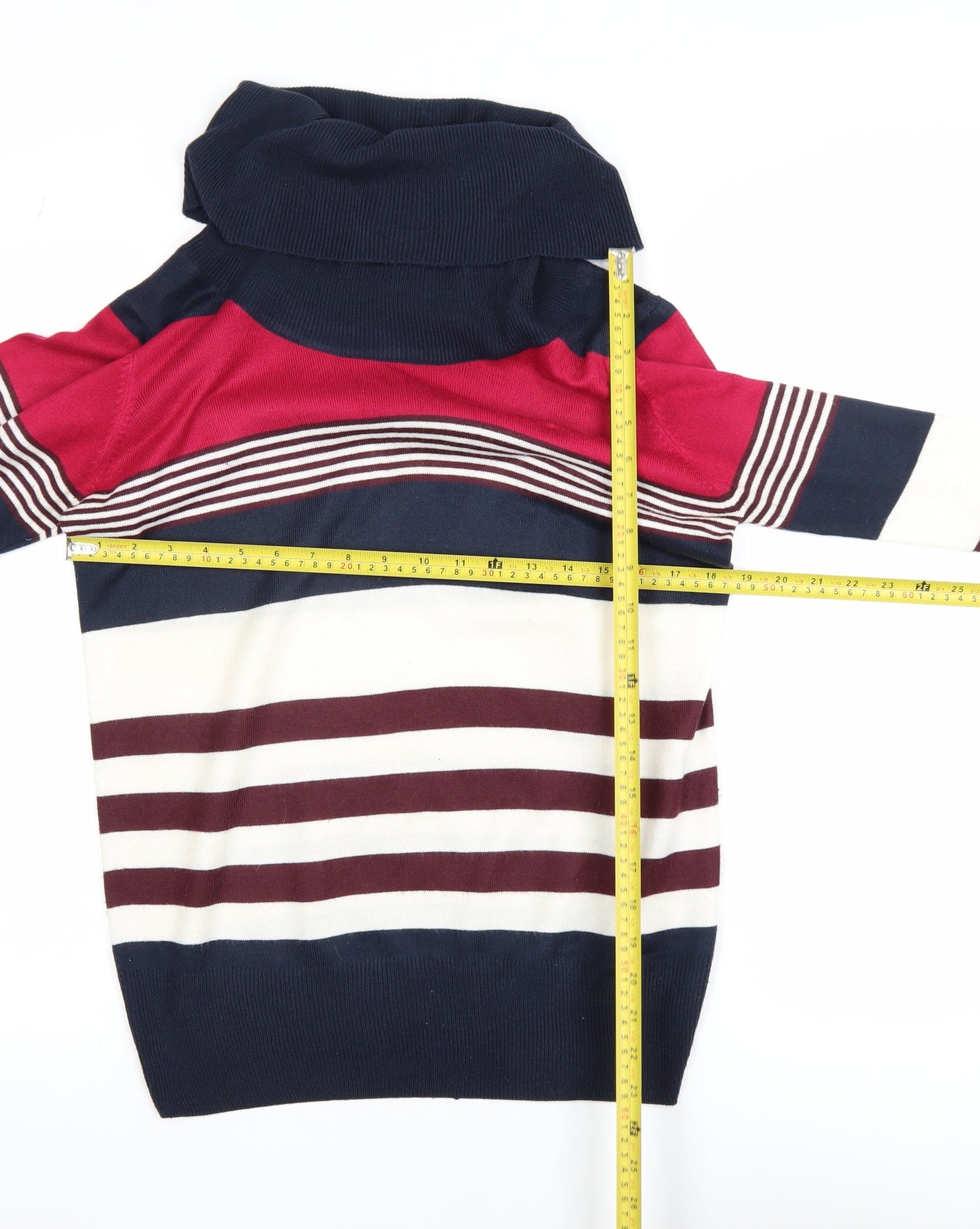 Isle Women’s Multicoloured Striped Roll Neck Jumper Size S 10-12