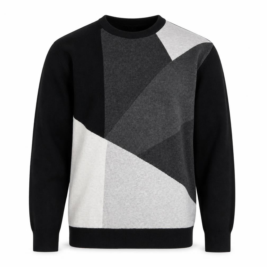 Next Men’s Black Grey Geometric Cotton Pullover Jumper XL