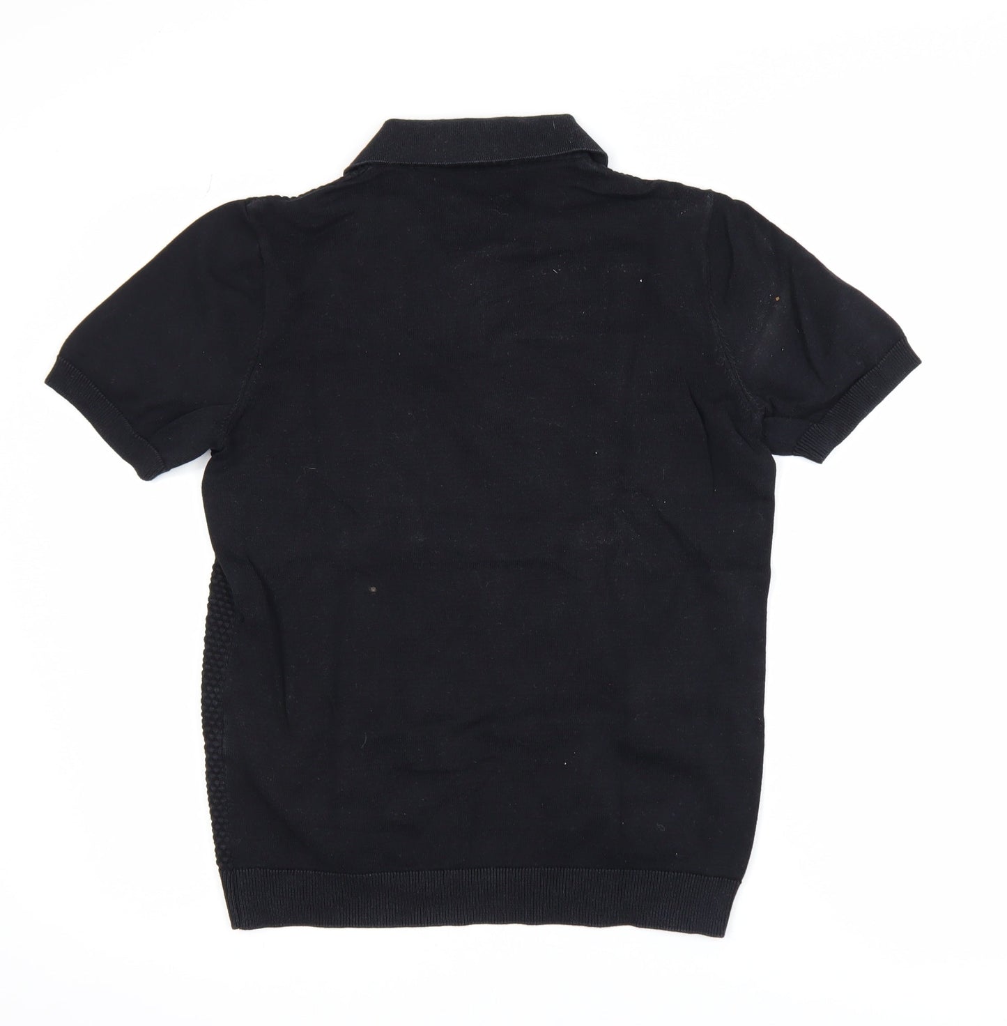 Guide London Men's Black Cotton Knitted Polo Shirt Size S