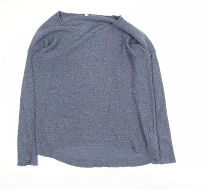 Gap Women's Blue Metallic V-Neck Pullover Jumper Size M