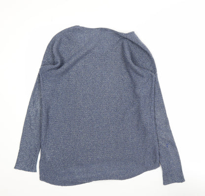 Gap Women's Blue Metallic V-Neck Pullover Jumper Size M