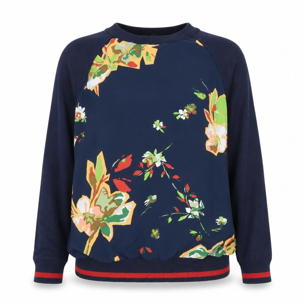 Next Women Blue Floral Crew Neck Pullover Jumper Size 12