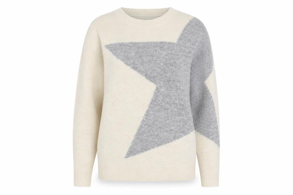 Principles Women’s Ivory Grey Star Pullover Jumper Size 14