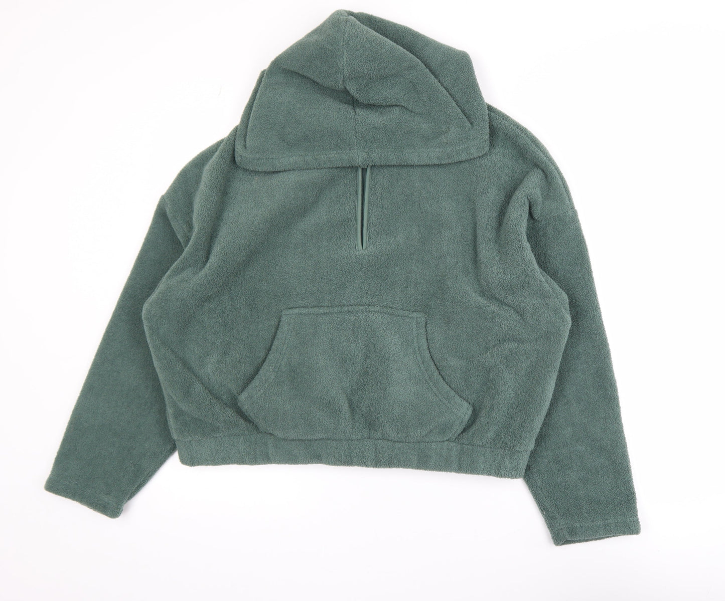 ASOS DESIGN Womens Green Fleece Hooded 1/4 Zip Jacket Size 12