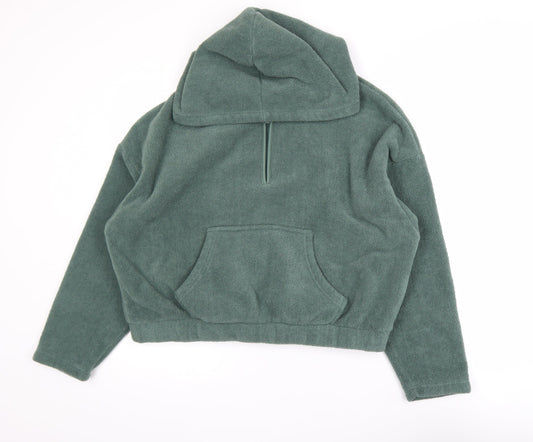 ASOS DESIGN Womens Green Fleece Hooded 1/4 Zip Jacket Size 12