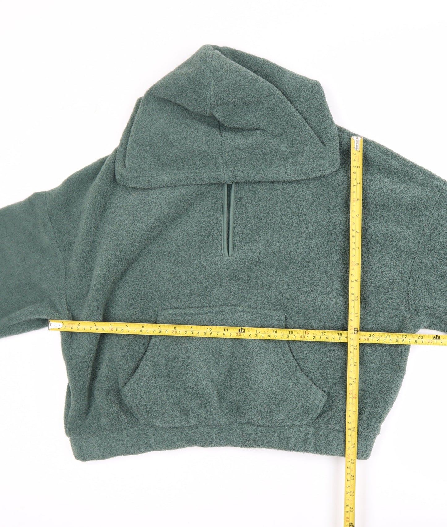 ASOS DESIGN Womens Green Fleece Hooded 1/4 Zip Jacket Size 12