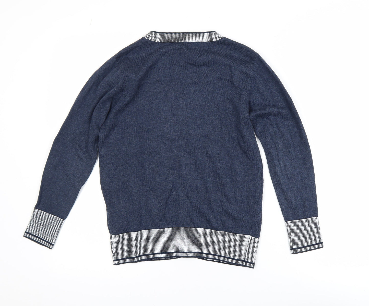 CHICKEEDUCK Boys Blue Cotton Cable Knit Cardigan Size 12-13 Years
