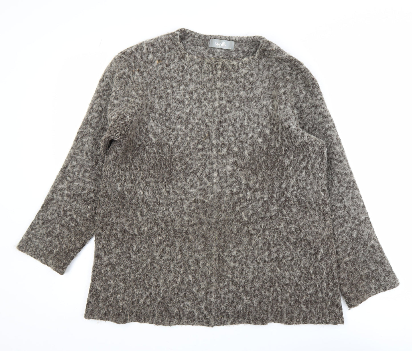 Wallis Women’s Grey Wool Blend Chunky Knit Long Sleeve Cardigan Size 12