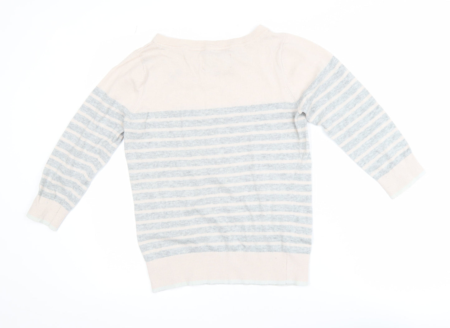 Maine New England Women's Beige Wool Cashmere Striped Jumper Size 10