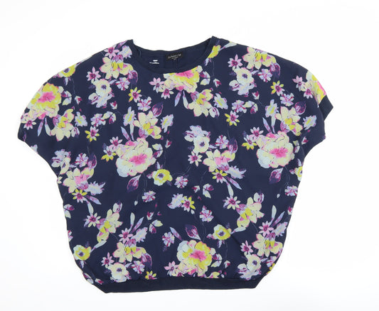 F&F Women's Blue Floral Lightweight Short Sleeve Blouse Size 18