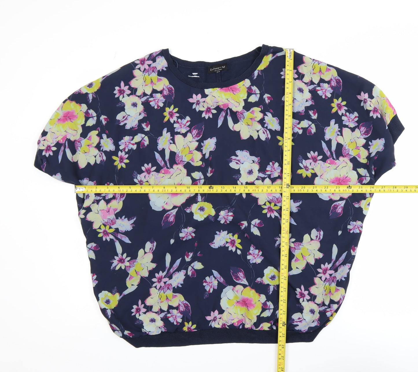 F&F Women's Blue Floral Lightweight Short Sleeve Blouse Size 18