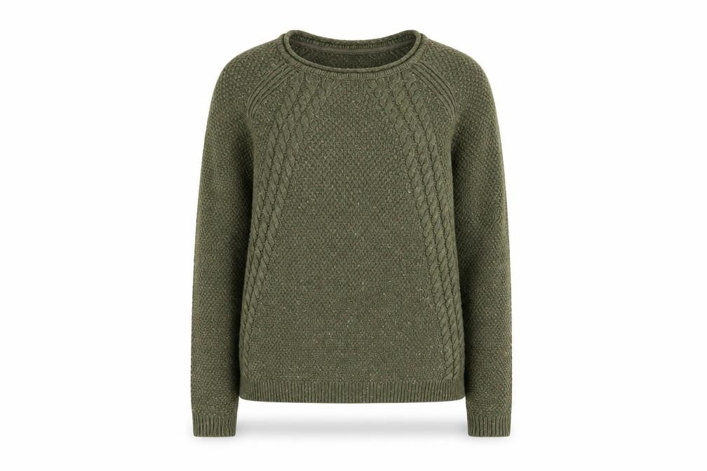 FatFace Women’s Green Cable-Knit Cotton Jumper Size 8