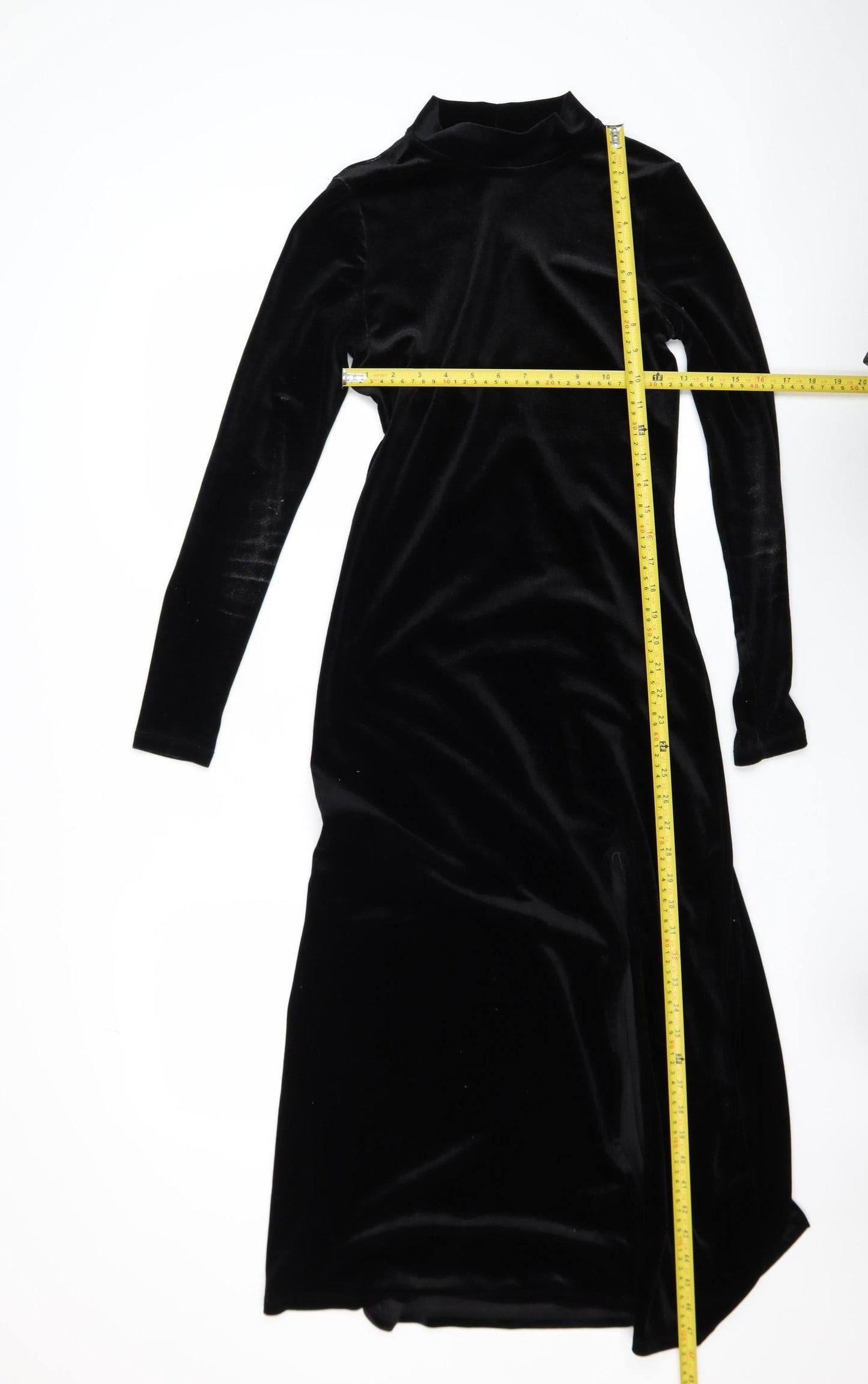 & Other Stories Women Black Velvet Midi Bodycon Dress Size 8