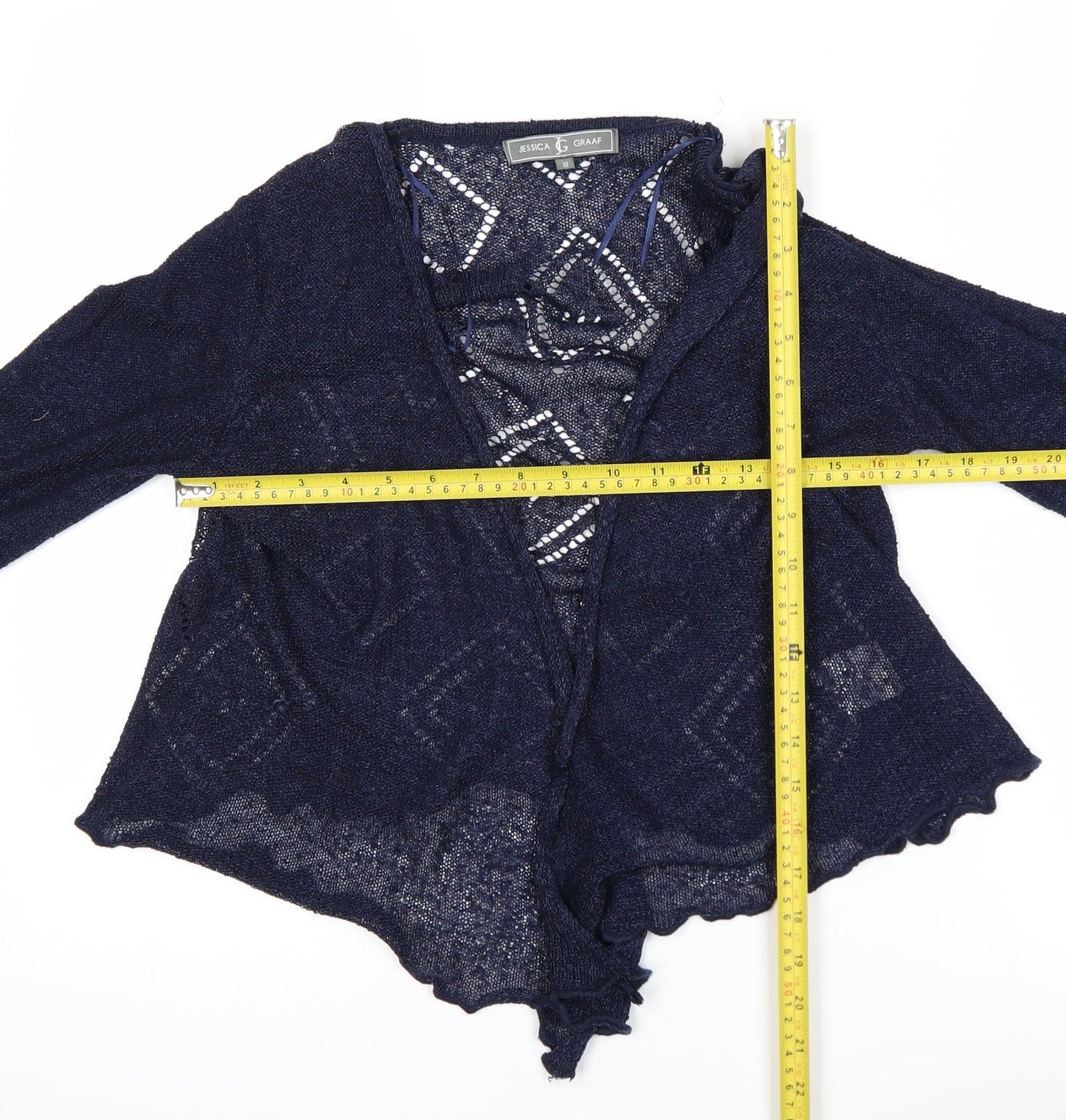 Jessica Graaf Women's Blue Open-Knit Cardigan M