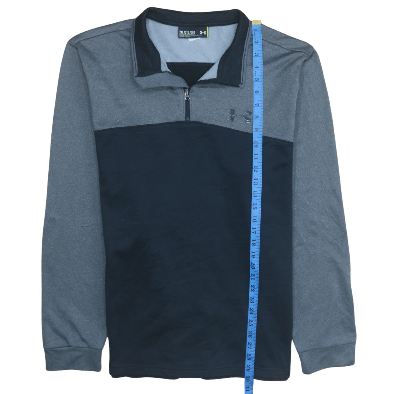 Under Armour Mens Grey & Navy 1/4 Zip Pullover Sweatshirt 2XL