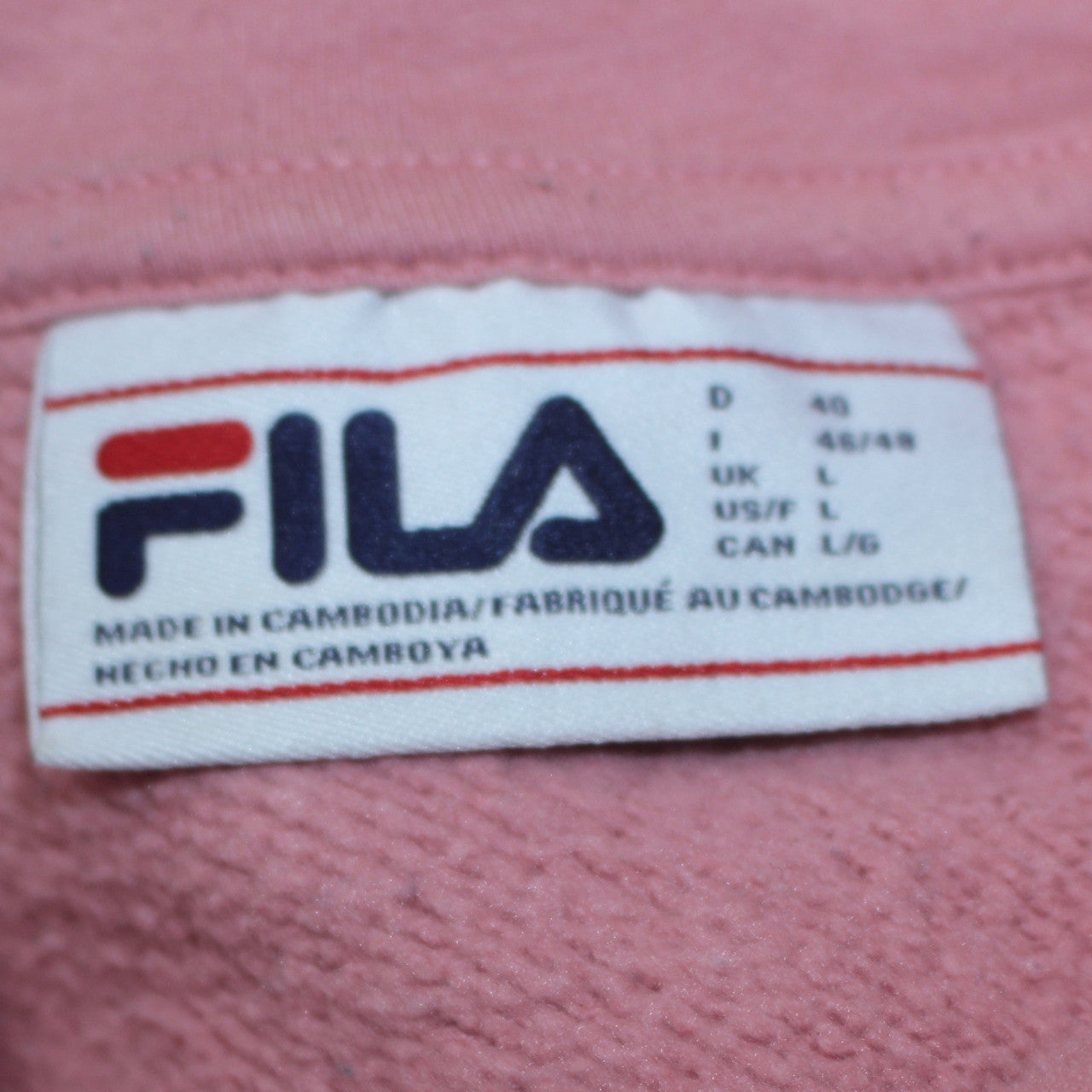 Fila Women’s Pink Pullover Hoodie L Cotton Blend Casual Sweatshirt