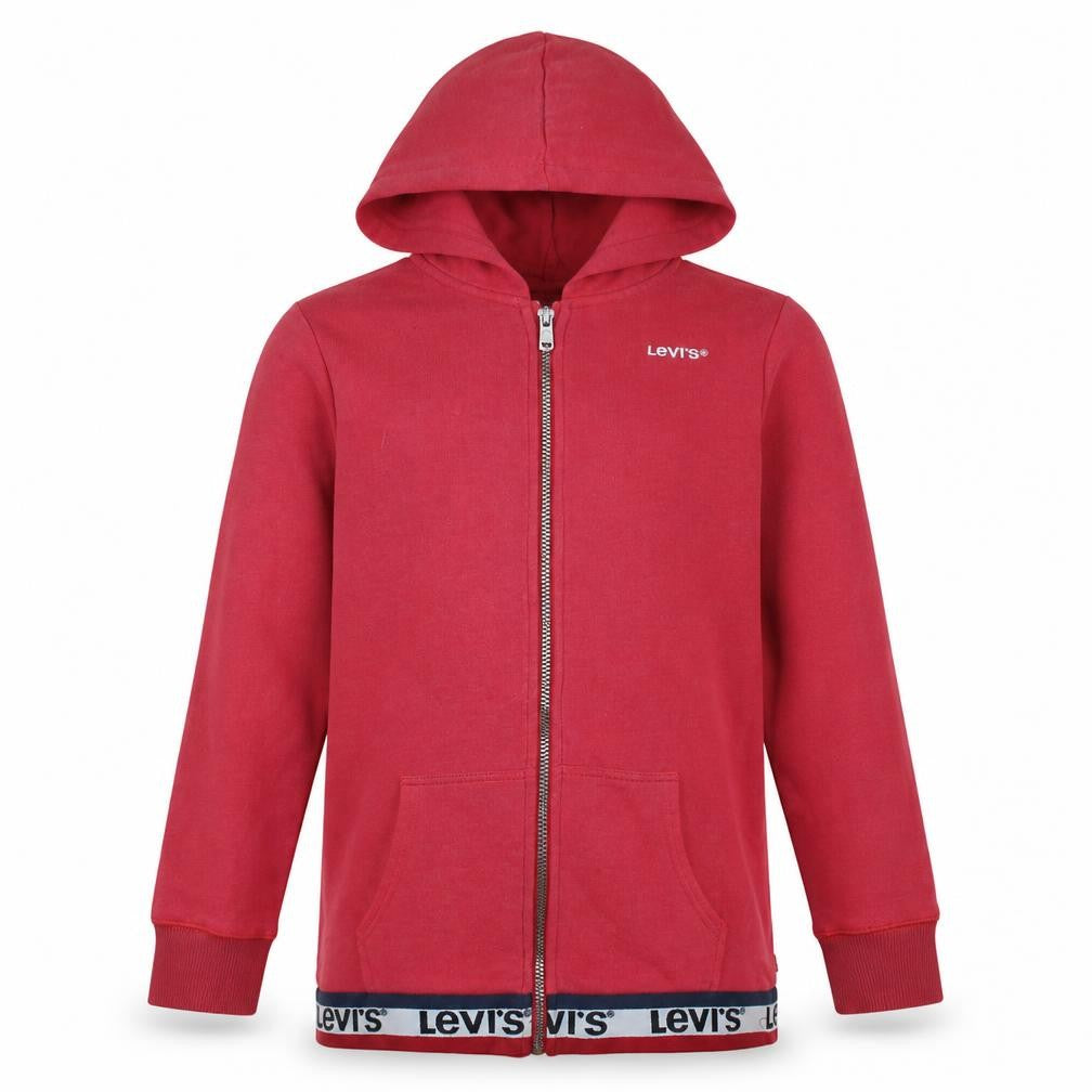 Levi's Boys Red Full Zip Hoodie 12 Years Cotton Blend Casual Logo