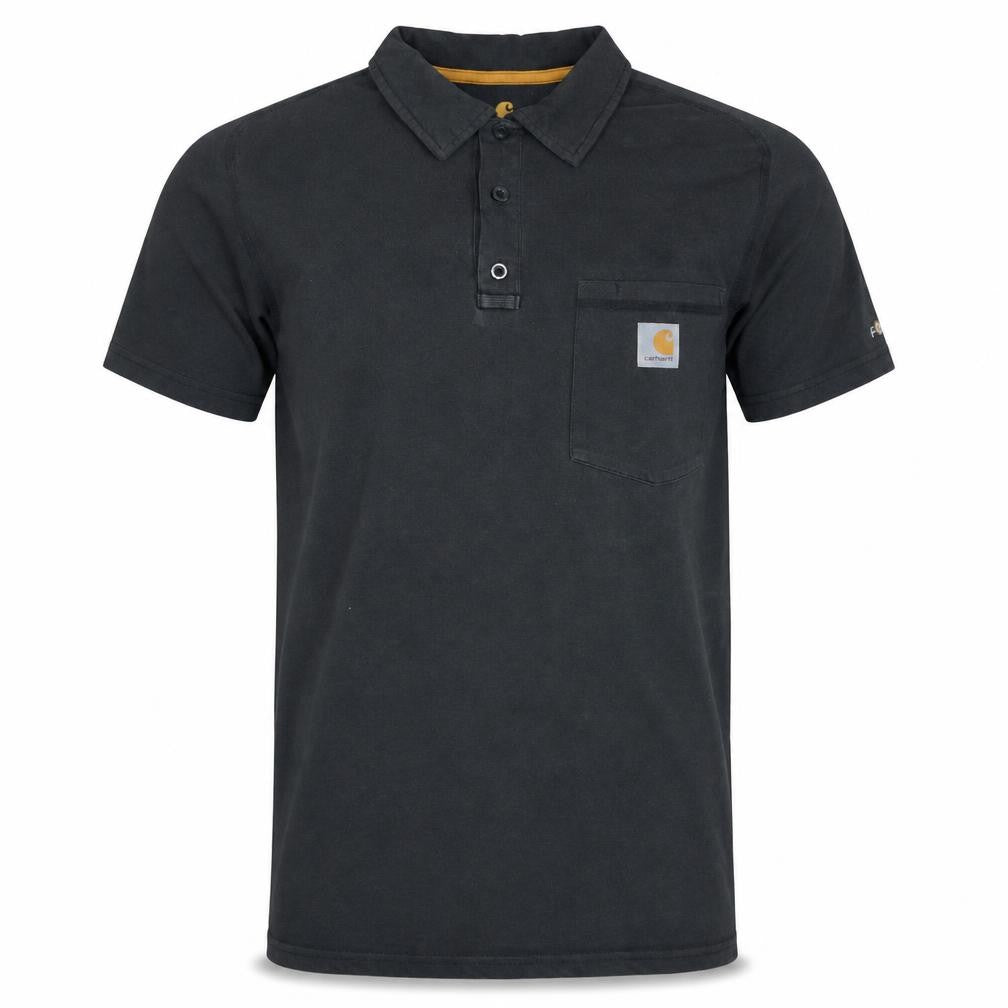 Carhartt Men's Black Small Relaxed Fit Cotton Polo Shirt